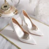 Women White Pearl Bridal Heels
