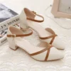 Women Chunky Heel Buckle Shoes