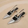 Women Patent Leather Slingback Heels