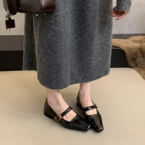 Mary Jane Leather Low Heels