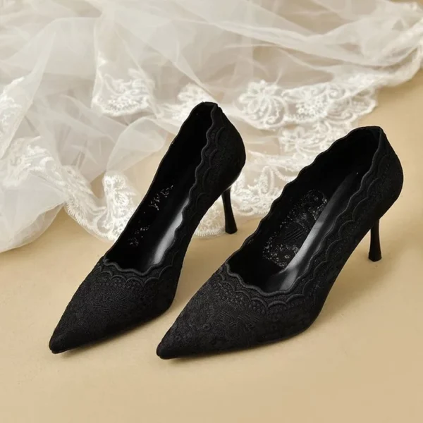 Women French Lace Stiletto Heels
