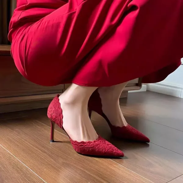Women Embroidered Stiletto Wedding Heels