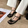 Women Retro Woven Chunky Heels