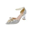Women Flower Pearl Chain Heels