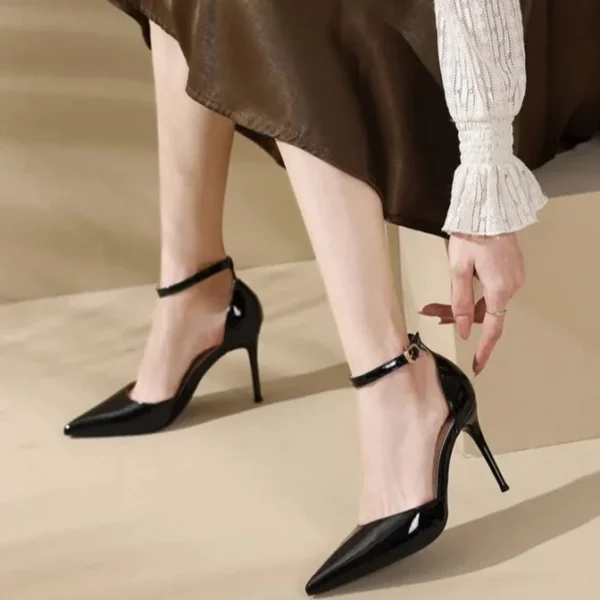 Women Nude Buckle Stiletto Heels