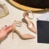 Women Nude Buckle Stiletto Heels