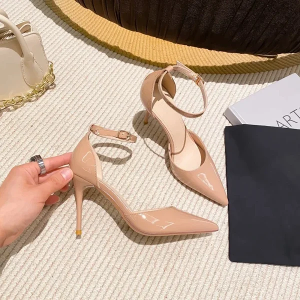 Women Nude Buckle Stiletto Heels